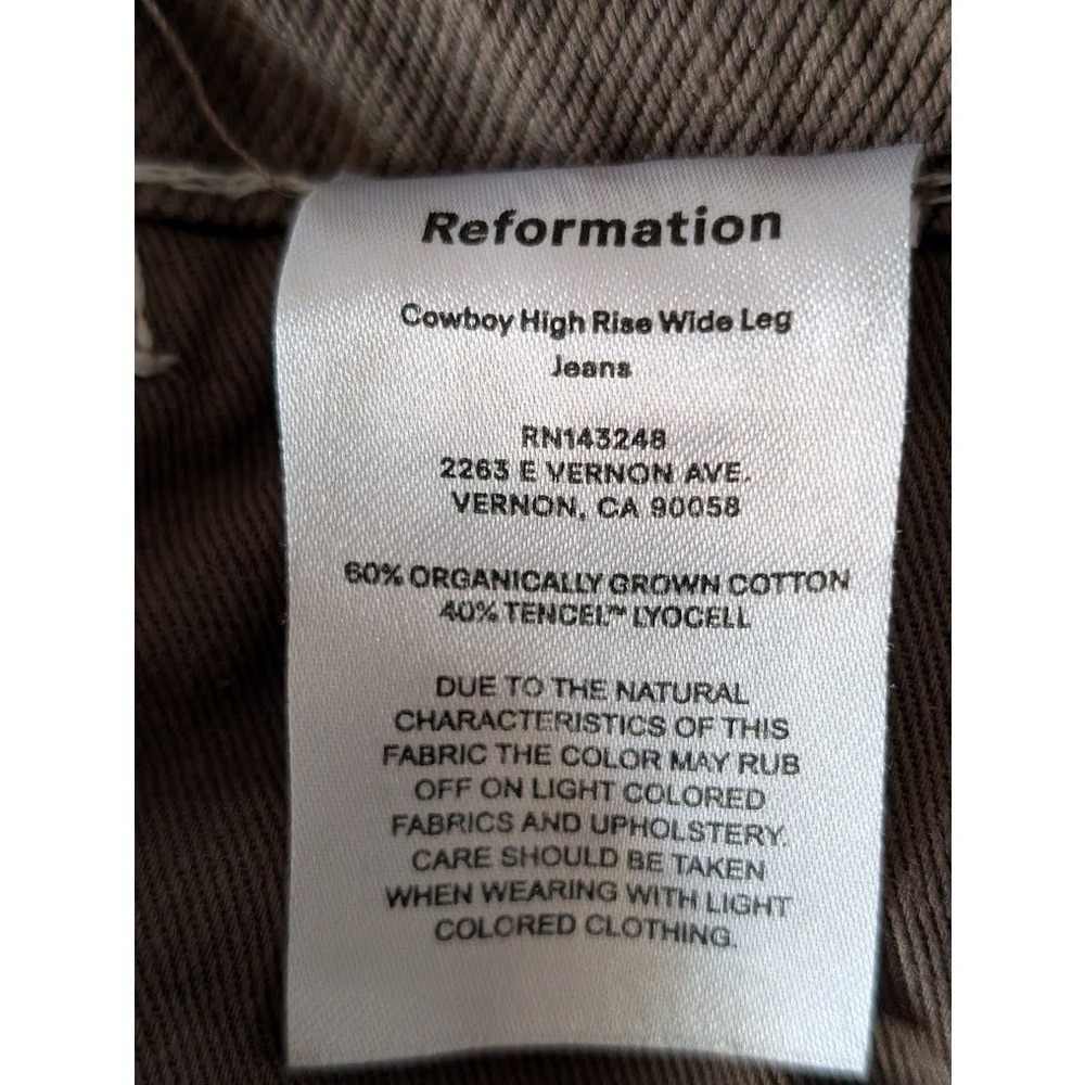 Reformation Cowboy High Rise Straight Leg Jeans Brown Cacao Contrast Stitch S 27 - Picture 7 of 9